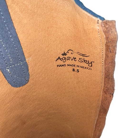 Agave Sky Jasmine Cowgirl Blue Grey w/Cream Stitch Mid-Calf Suede Boot Size 8.5 - Picture 9 of 16